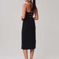 Audrey Bow Midi Dress + Black - Little Puffy