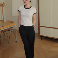 Billie Contrast Tee + Black/Cream - Little Puffy