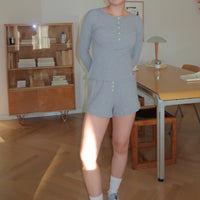 Peggy Lounge Shorts + Gray - Little Puffy