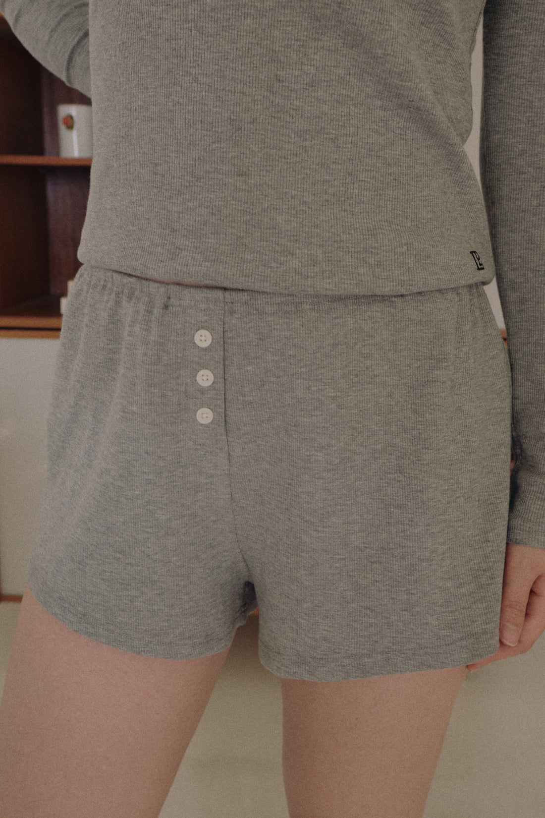 Peggy Lounge Shorts + Gray - Little Puffy