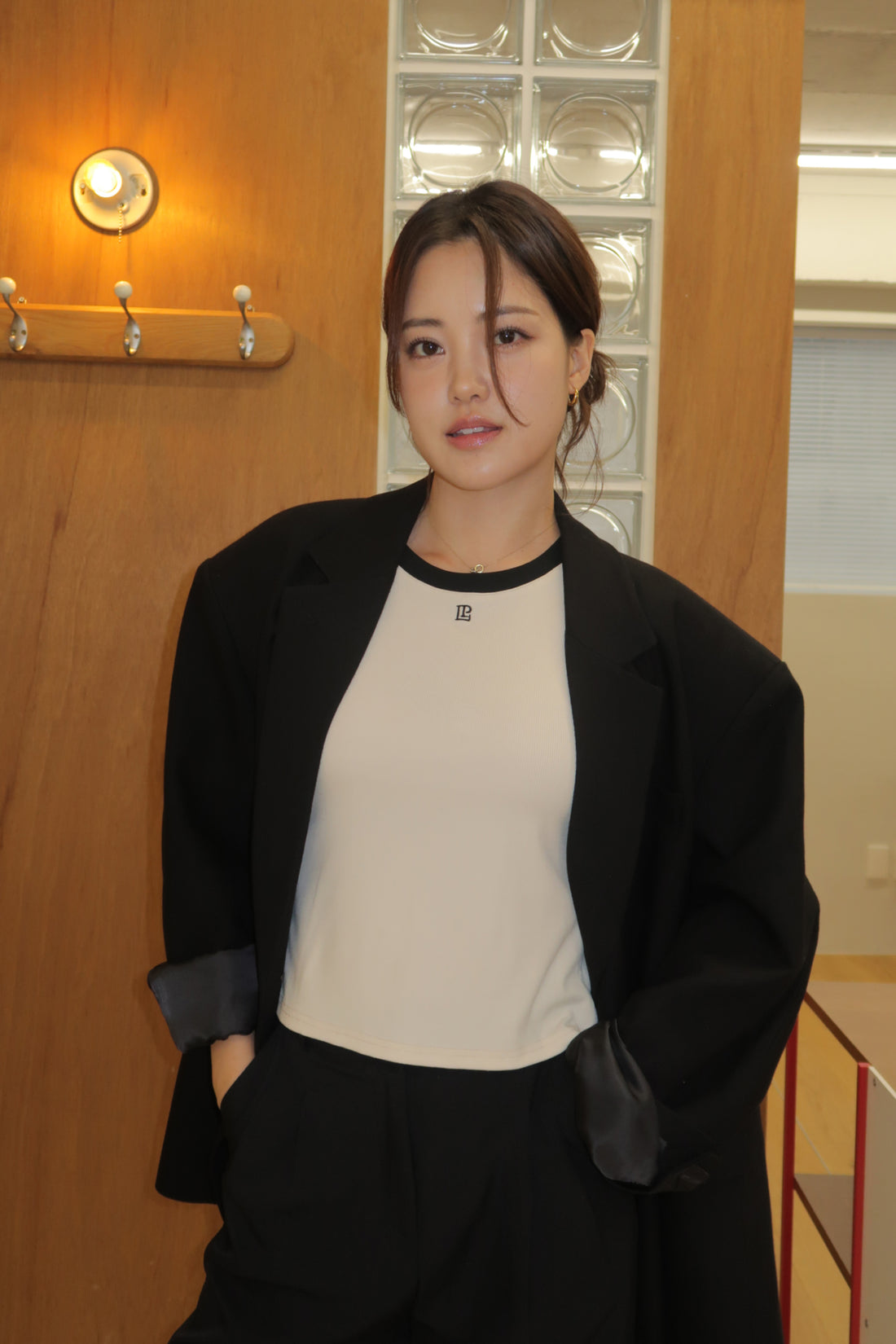 Billie Contrast Tee + Black/Cream - Little Puffy