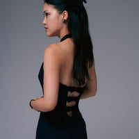 Audrey Bow Midi Dress + Black - Little Puffy