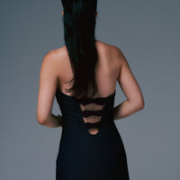 Audrey Bow Midi Dress + Black - Little Puffy