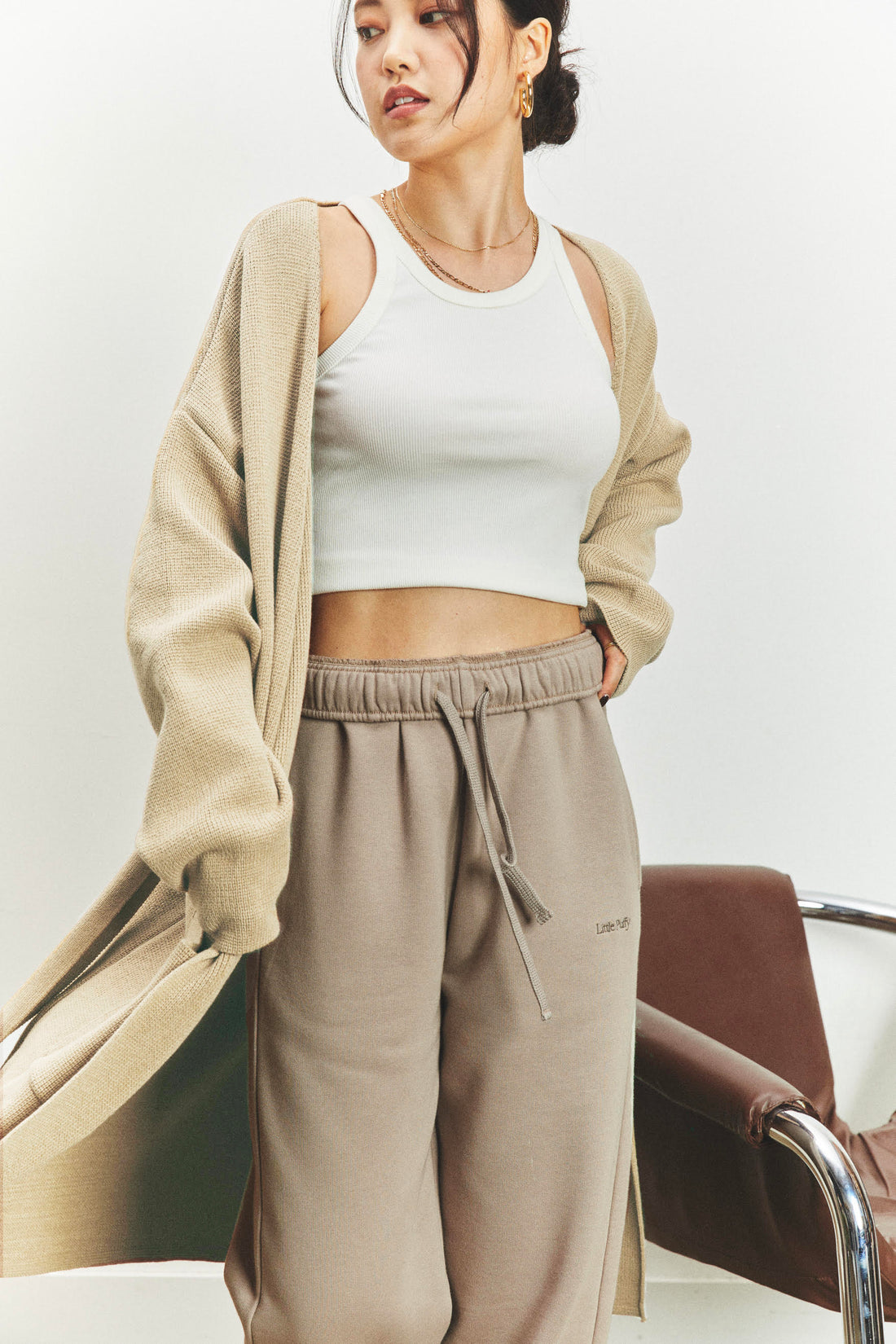 ROBE CARDIGAN - SAND - Little Puffy