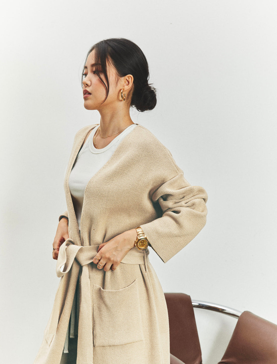 ROBE CARDIGAN - SAND - Little Puffy