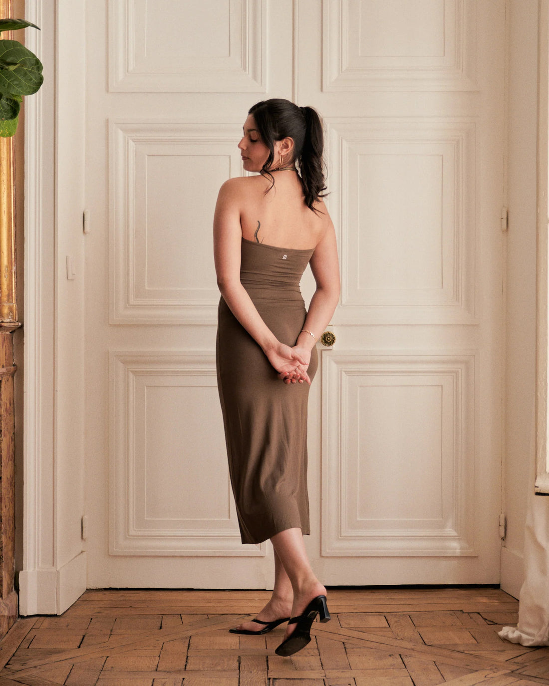 Yves Halter Midi Dress + Olive - Little Puffy