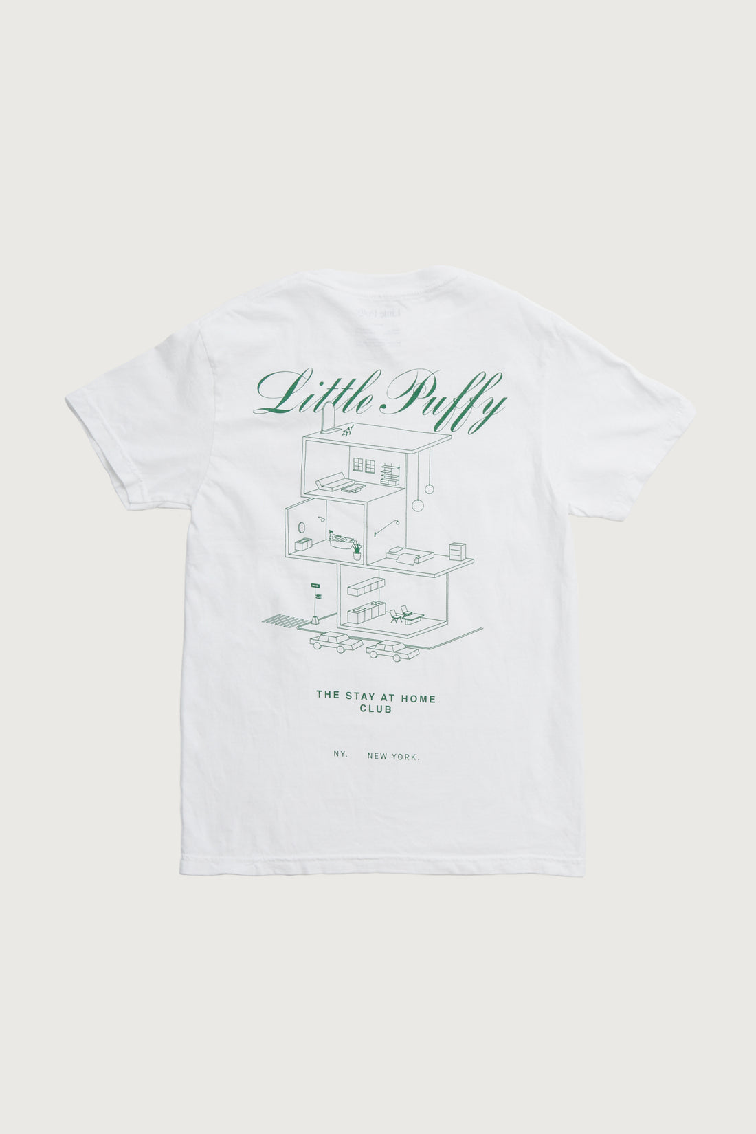 Stay At Home Club T-Shirt + White - Little Puffy