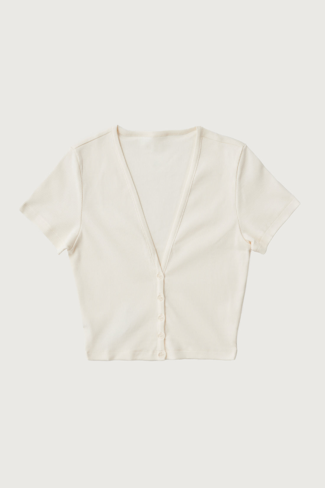 Button Crop Top + Cream - Little Puffy