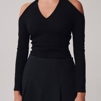 Lola Halter Cut Out Top + Black - Little Puffy