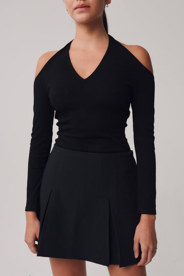 Lola Halter Cut Out Top + Black - Little Puffy