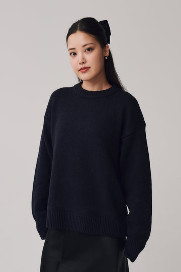 Romi Knit Pullover + Navy - Little Puffy