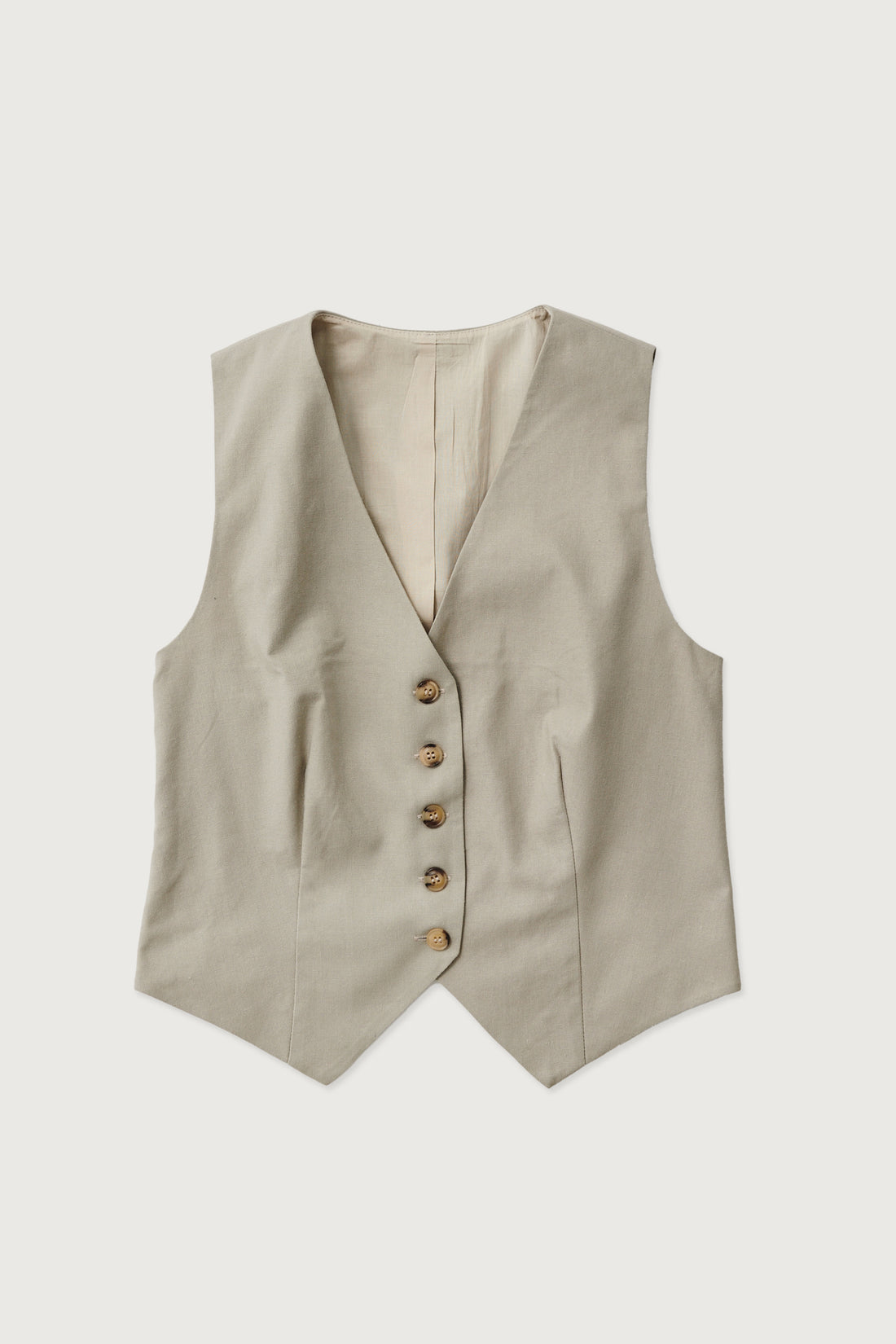 Linen Vest + Beige - Little Puffy