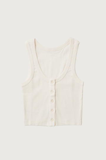 Button Crop Tank + Cream - Little Puffy