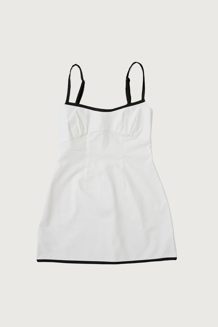Linen Contrast Mini Dress + White - Little Puffy