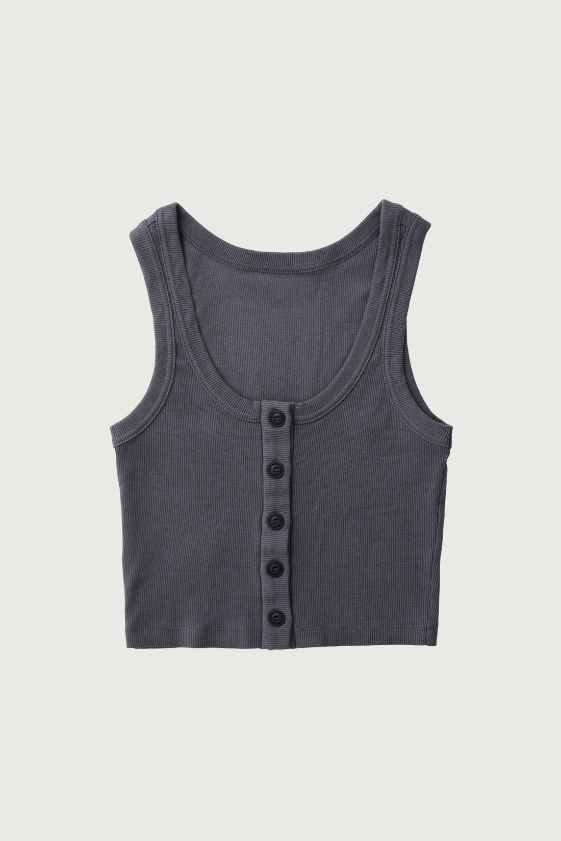 Button Crop Tank + Vintage Black - Little Puffy