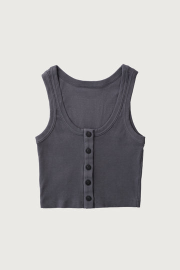 Button Crop Tank + Vintage Black - Little Puffy