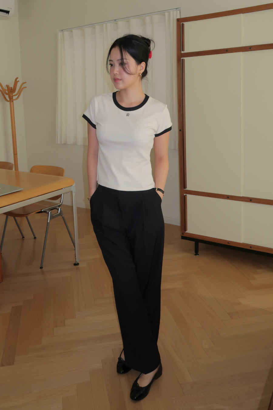 Billie Contrast Tee + Black/Cream