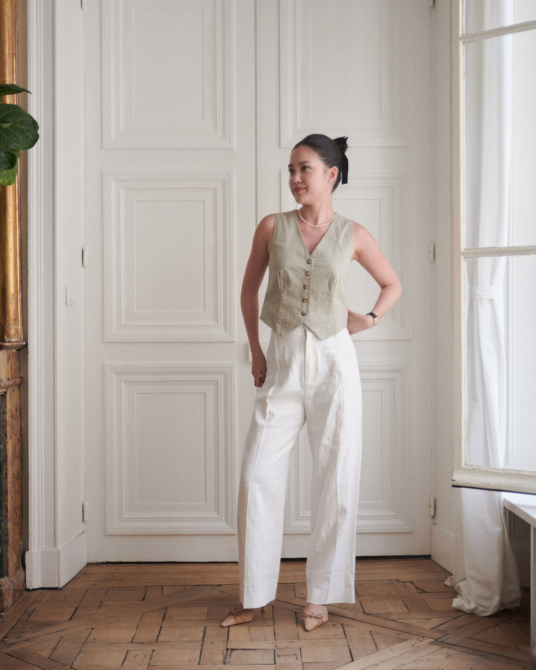 Linen Vest + Beige - Little Puffy