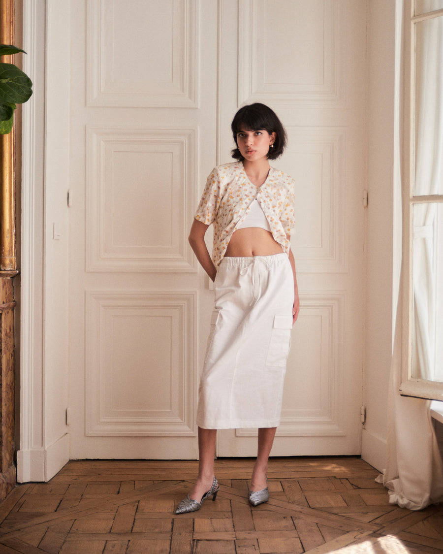 LINEN SKIRT- IVORY - Little Puffy