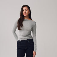Boat Neck Jersey Top + Gray - Little Puffy