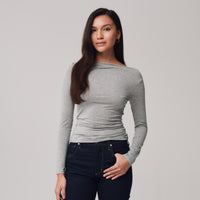Boat Neck Jersey Top + Gray - Little Puffy