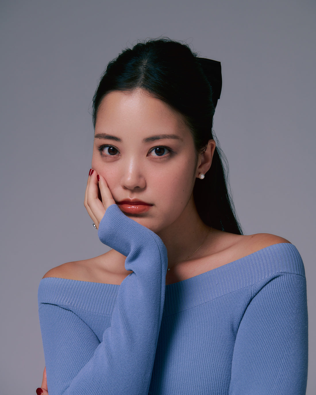 Mila Off Shoulder Top + Dusty Blue - Little Puffy