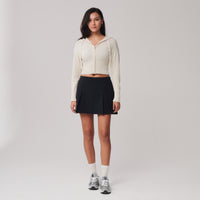 Crop Knit Zip Up + Cream - Little Puffy