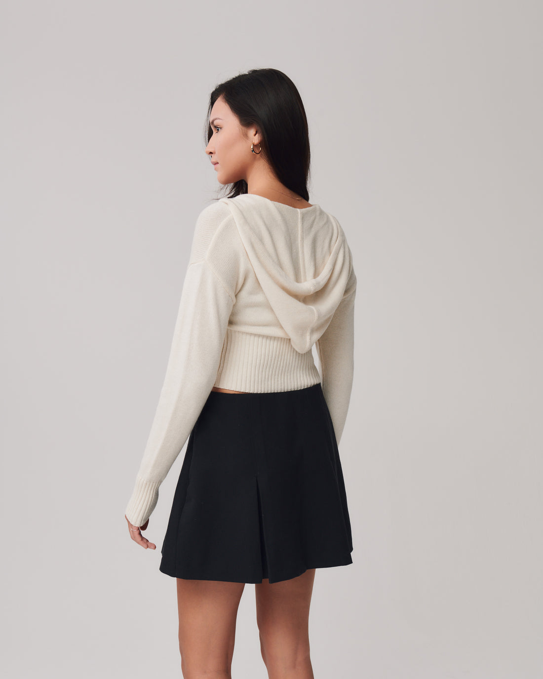 Crop Knit Zip Up + Cream - Little Puffy