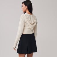 Crop Knit Zip Up + Cream - Little Puffy