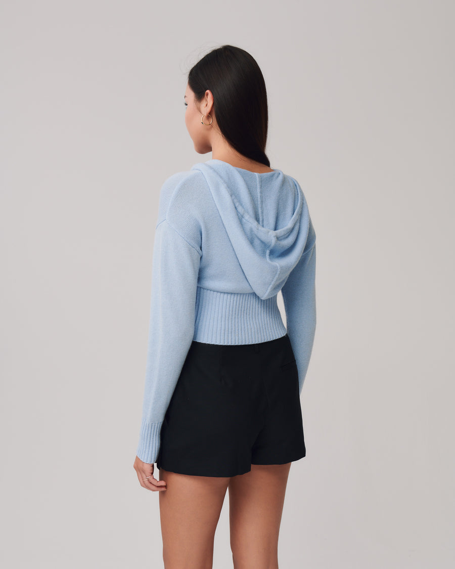 Crop Knit Zip Up + Frost - Little Puffy