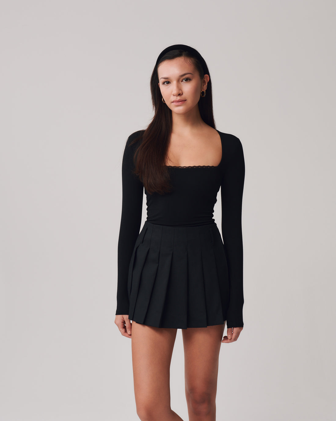 Lace Square Neck + Black - Little Puffy