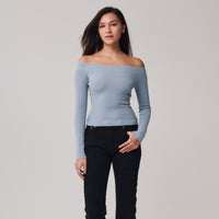 Off Shoulder Top + Dusty Blue - Little Puffy