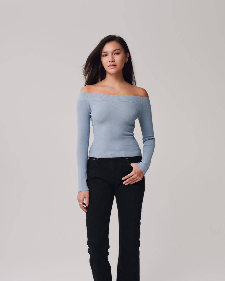 Off Shoulder Top + Dusty Blue - Little Puffy