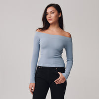 Off Shoulder Top + Dusty Blue - Little Puffy
