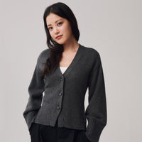 Ellie Button Cardigan +Gray - Little Puffy