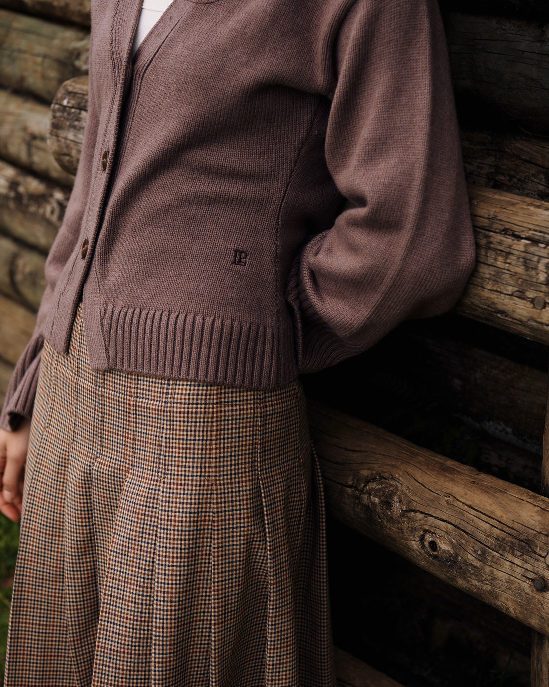 Ellie Button Cardigan + Mushroom - Little Puffy