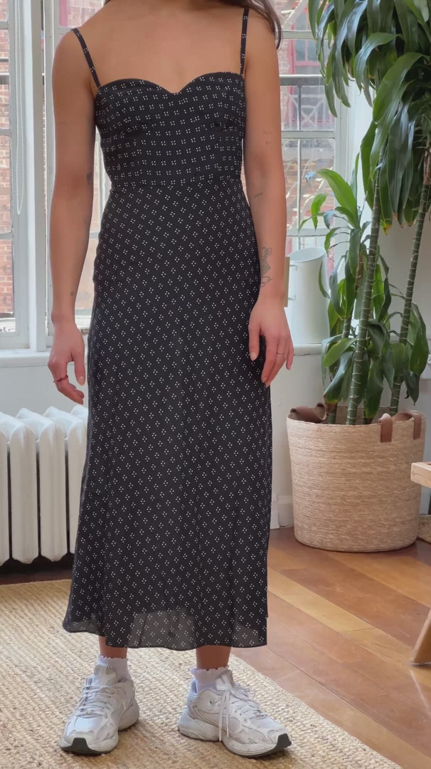 Neive Midi Silk Dress + Black