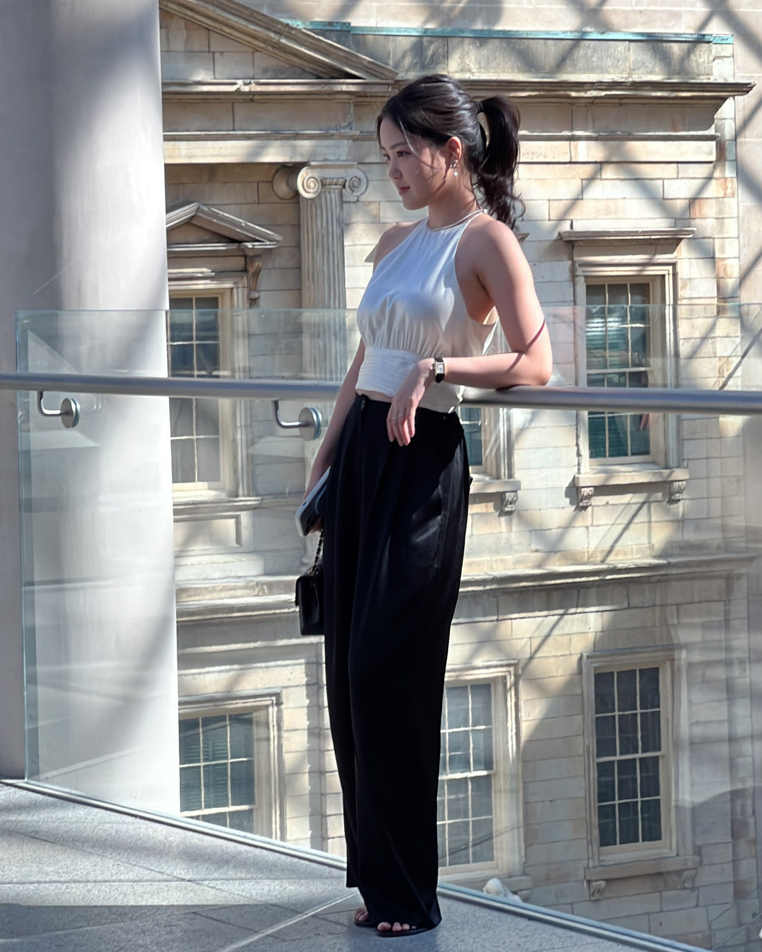 RIBBON SATIN TOP - IVORY - Little Puffy