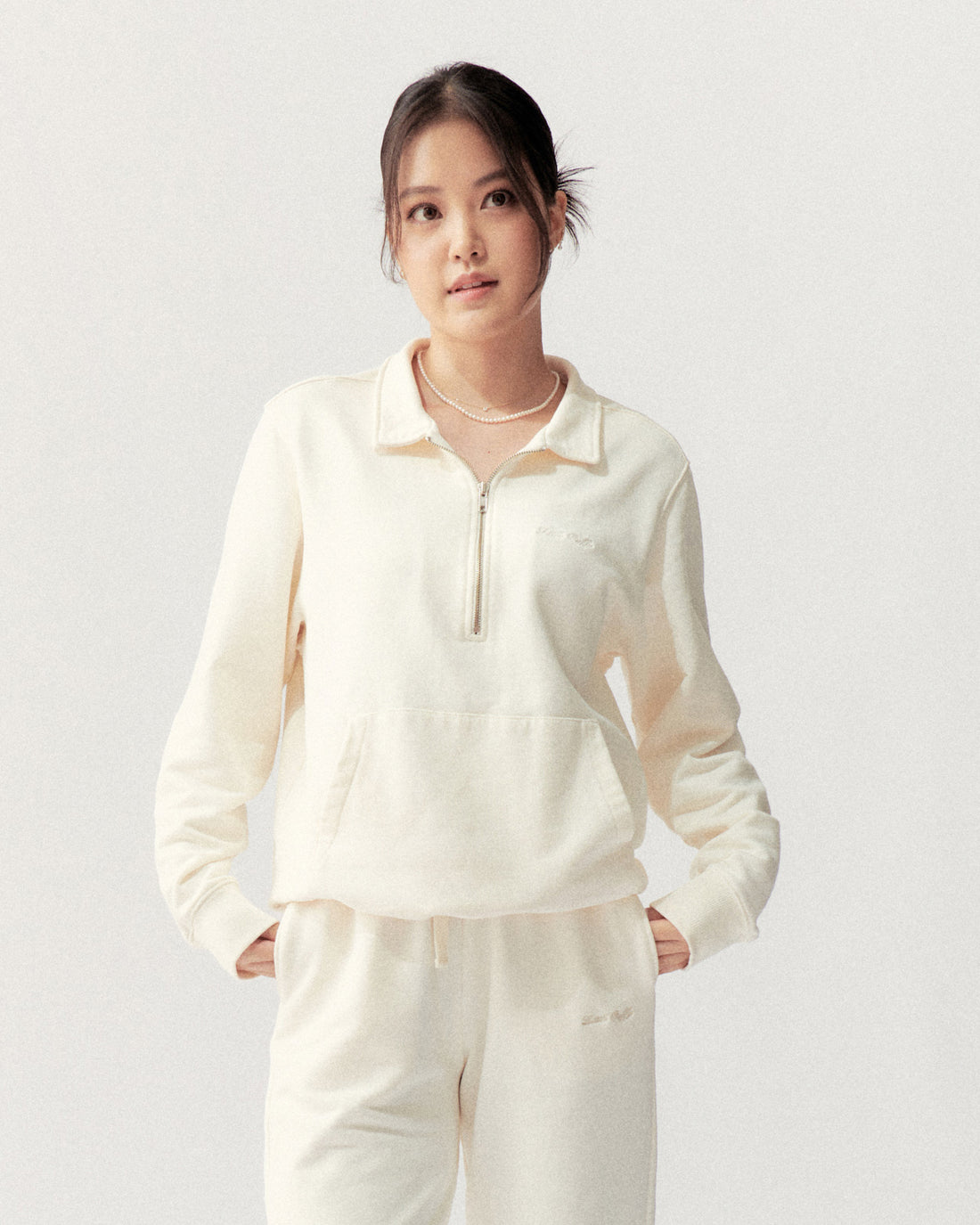 QUARTER ZIP - CREAM - Little Puffy
