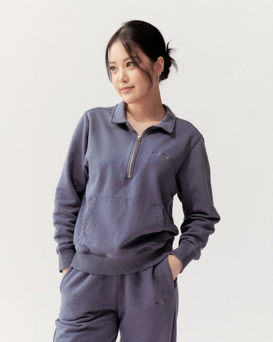 QUARTER ZIP - SPACE BLUE - Little Puffy