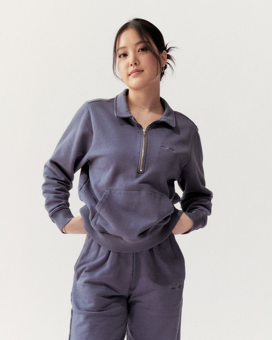 QUARTER ZIP - SPACE BLUE - Little Puffy