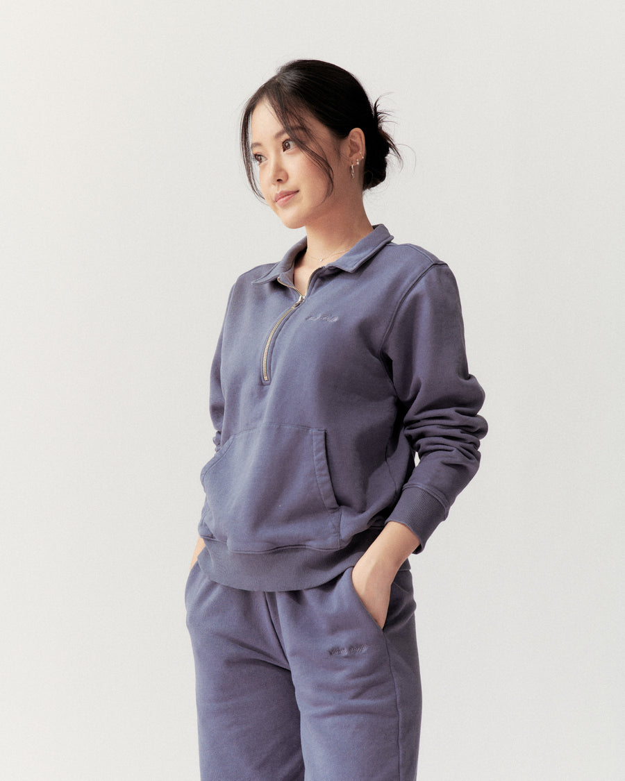 QUARTER ZIP - SPACE BLUE - Little Puffy