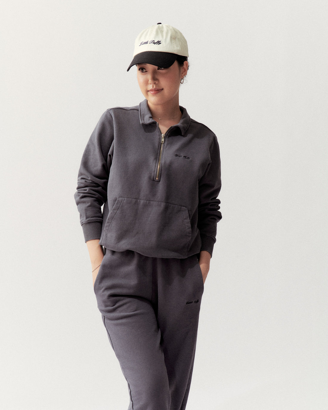 QUARTER ZIP - VINTAGE BLACK - Little Puffy