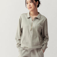CORE QUARTER ZIP PULLOVER - STONE - Little Puffy