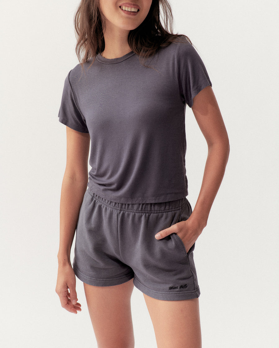 BOXY TEE - VINTAGE BLACK - Little Puffy