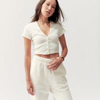 BUTTON TOP - CREAM - Little Puffy