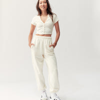 BUTTON TOP - CREAM - Little Puffy