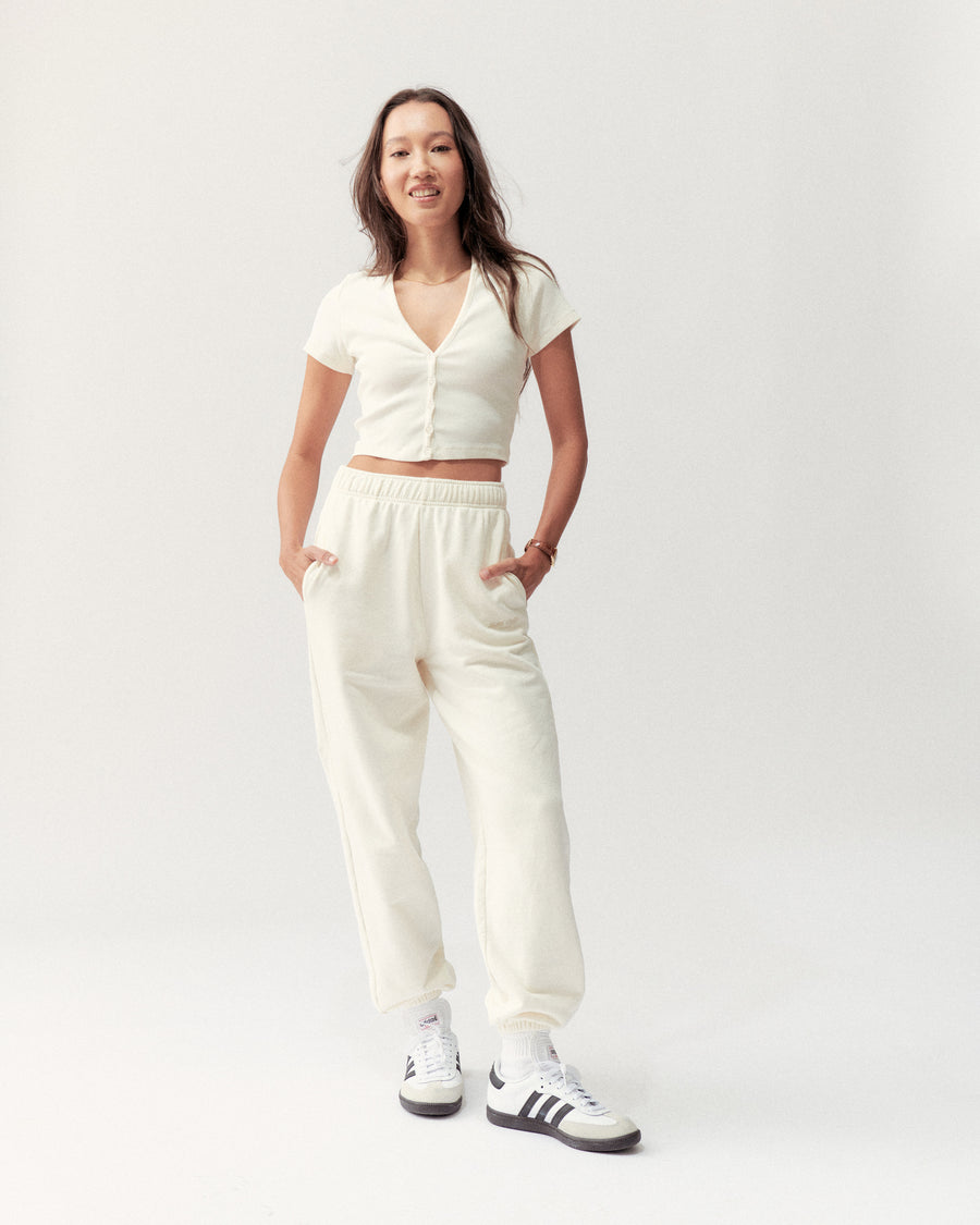 BUTTON TOP - CREAM - Little Puffy