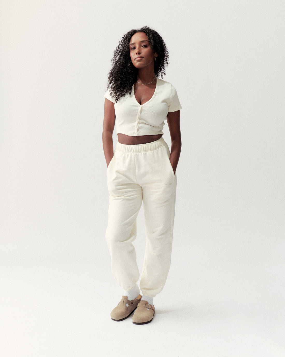 BUTTON TOP - CREAM - Little Puffy