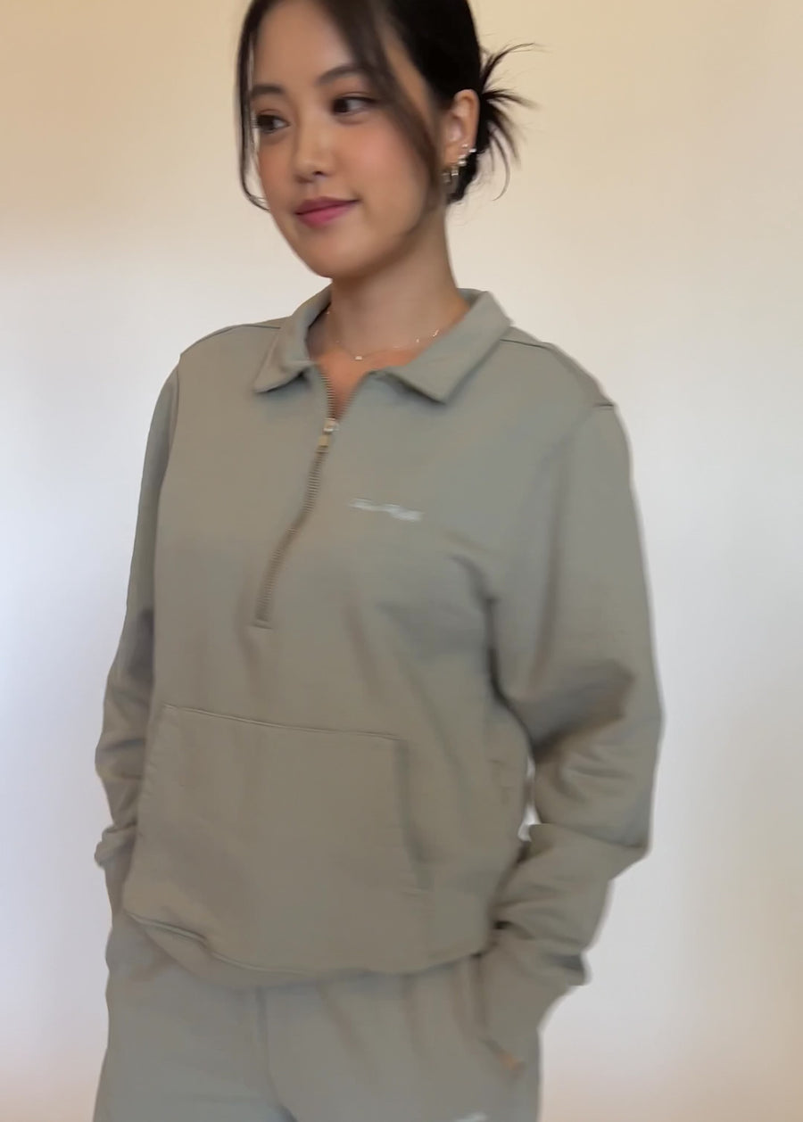 Quarter Zip Pullover + Stone